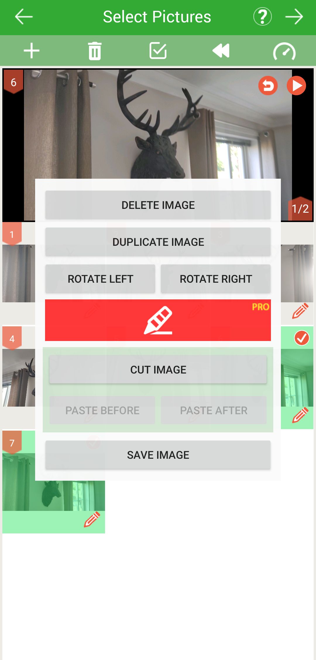 PicPac Time-Lapse Camera App Editing Options