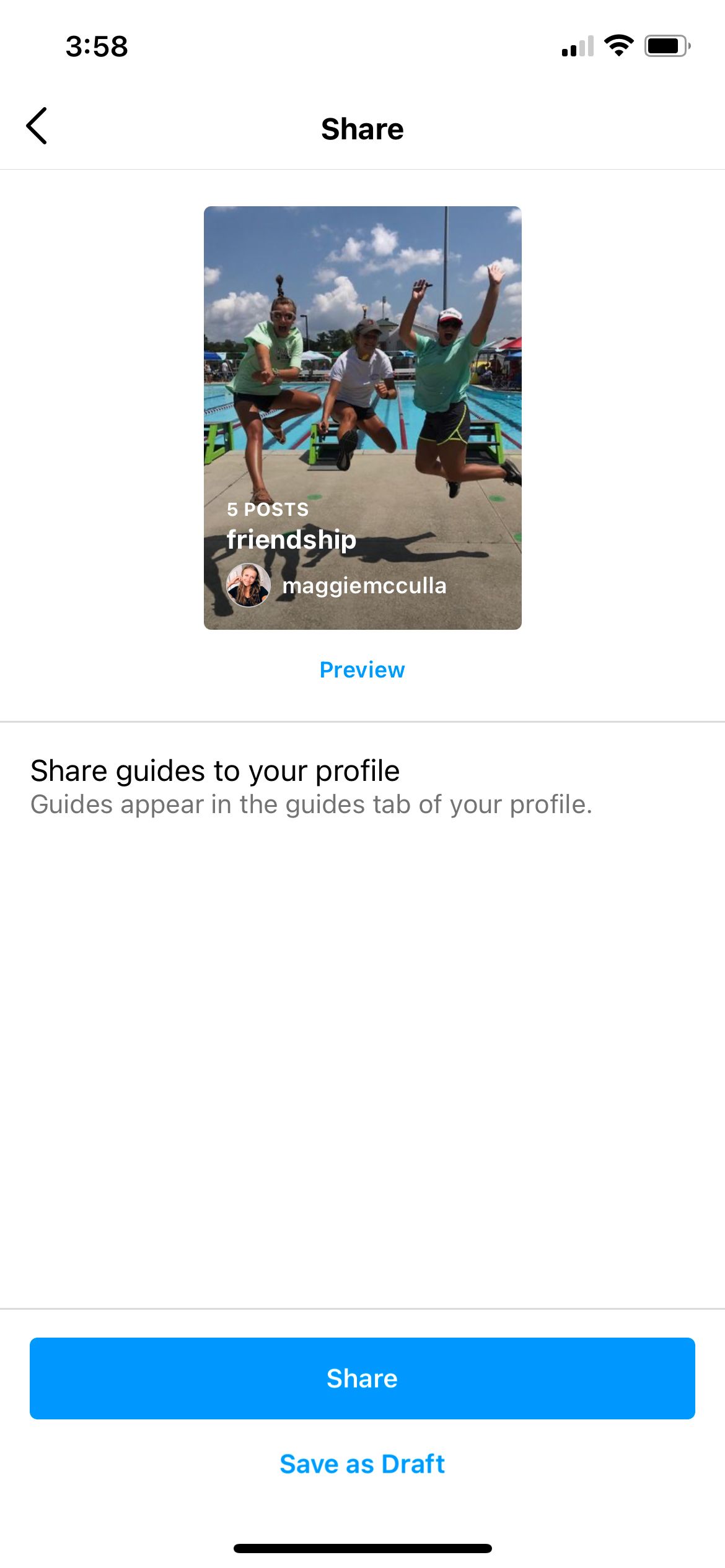 preview screen of Instagram guide