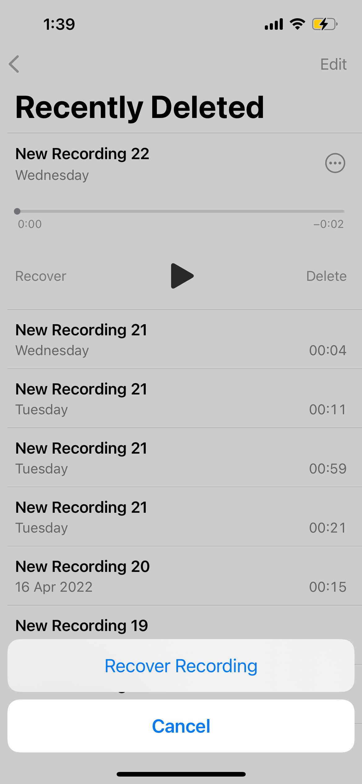 recover recording in iphone voice memos