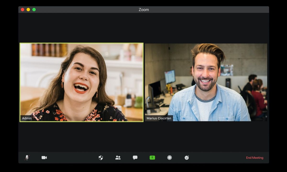A video call between two colleagues