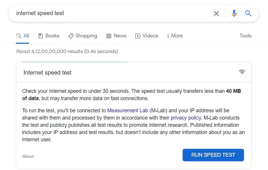 run an internet speed test