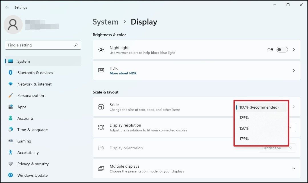 Display resolution 