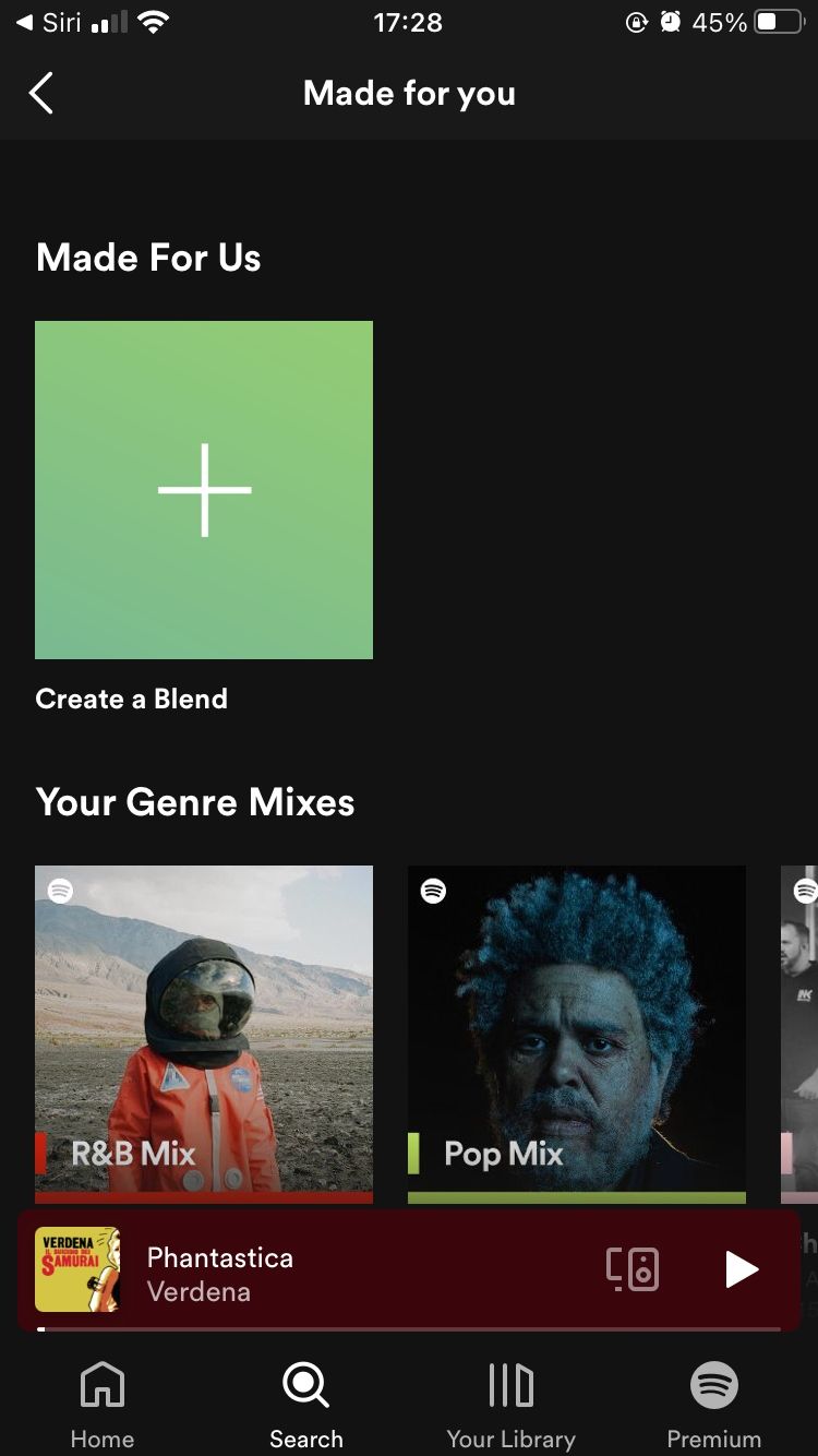 screenshot showing made for you page on spotify