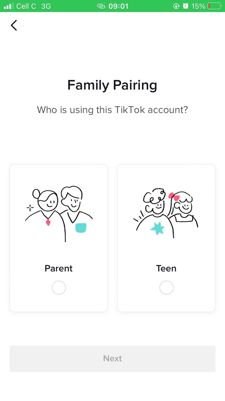 screenshot showing tiktok family pairing page