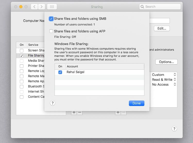 share files and folders through SMB protocol