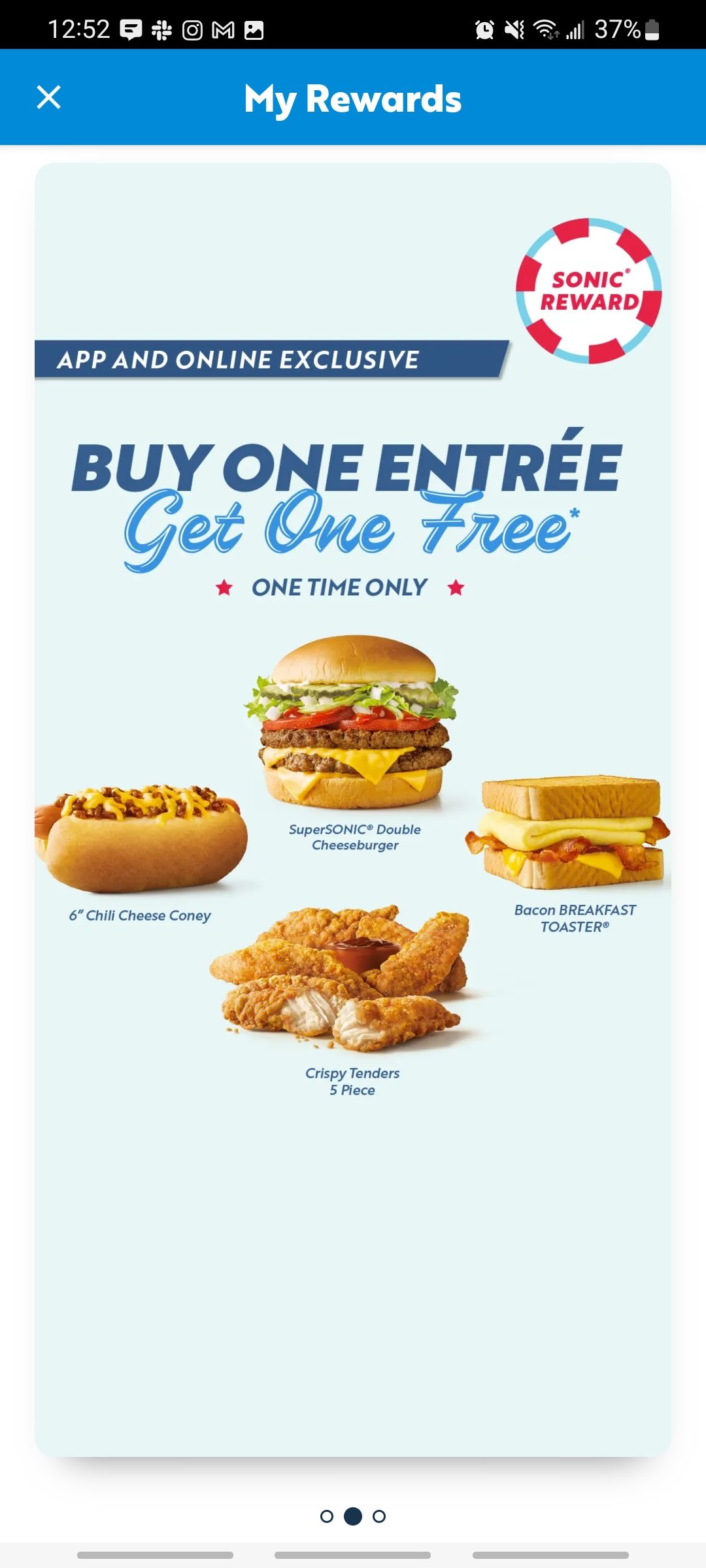 sonic app and online exclusive for buy one entree get one free