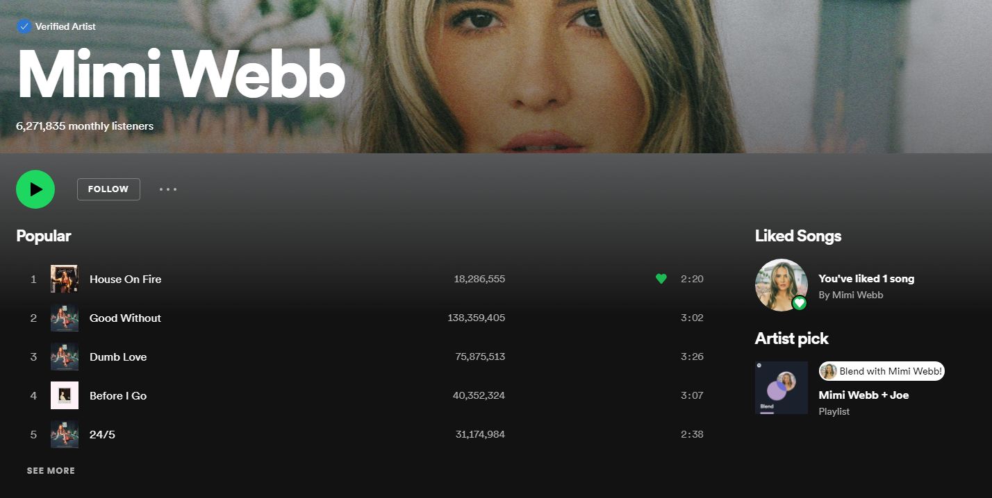 نمایه هنرمند را با انتخاب هنرمند spotify کنید