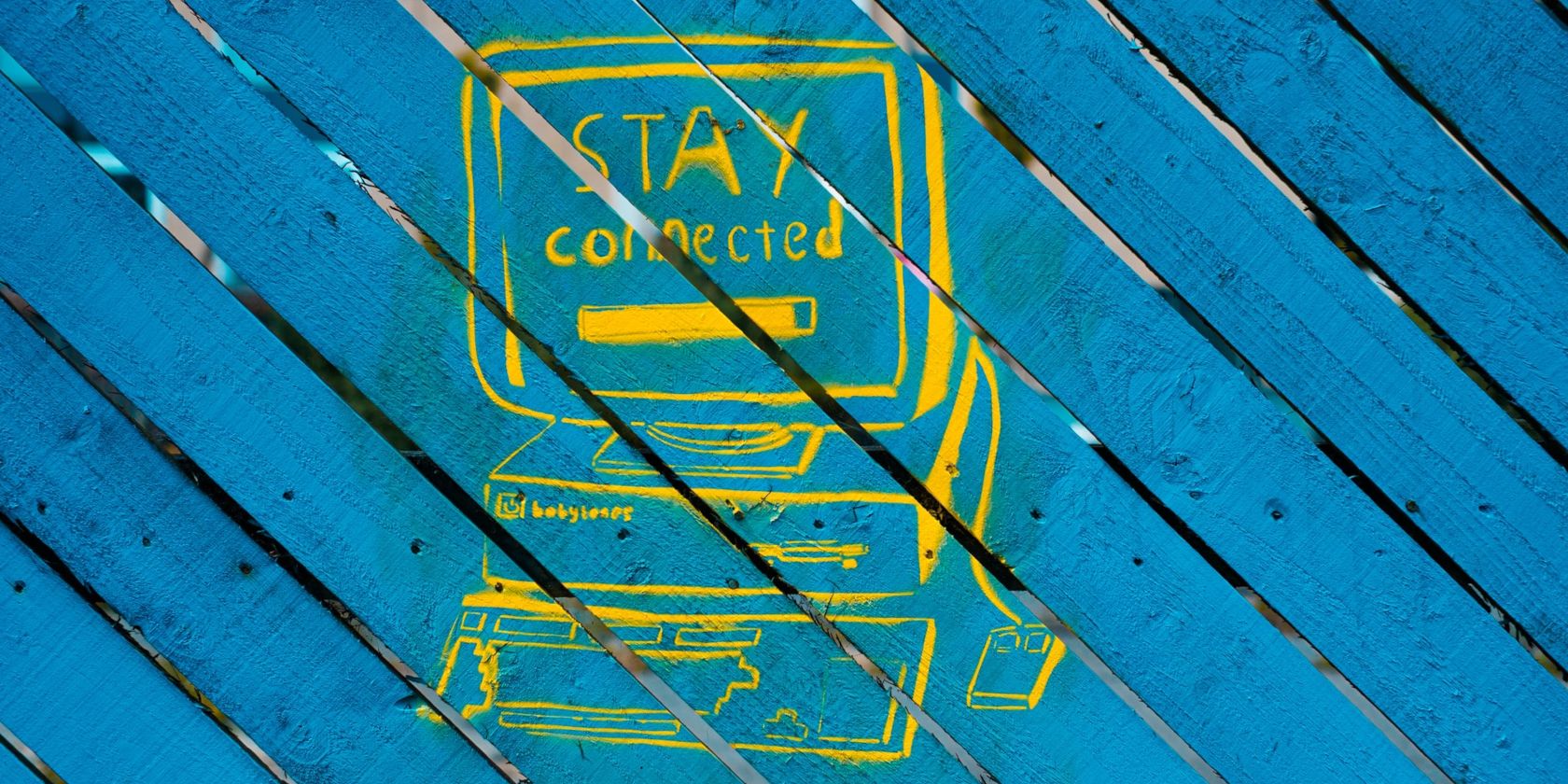 Spray Painted Computer With Stay Connected Message