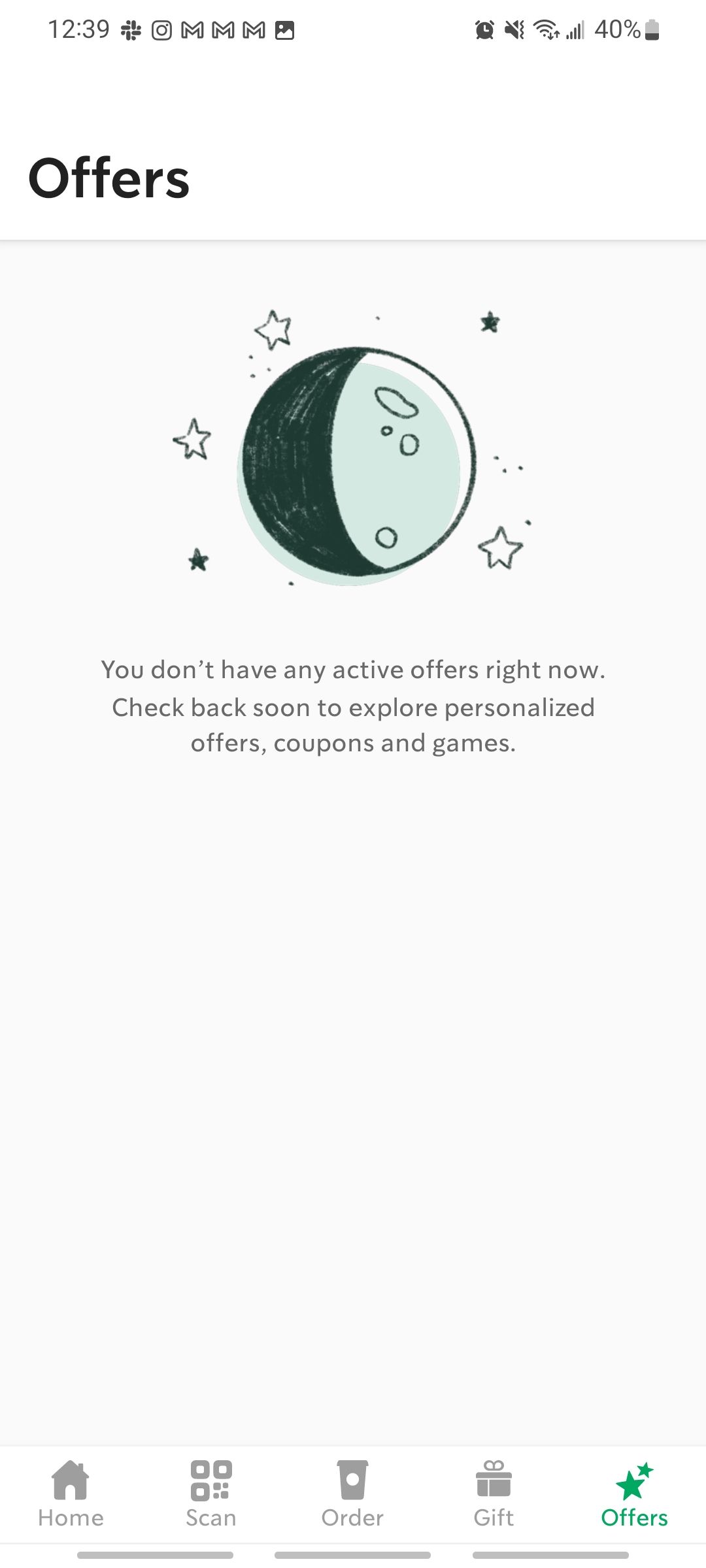 starbucks app offers screen where you'll see active deals