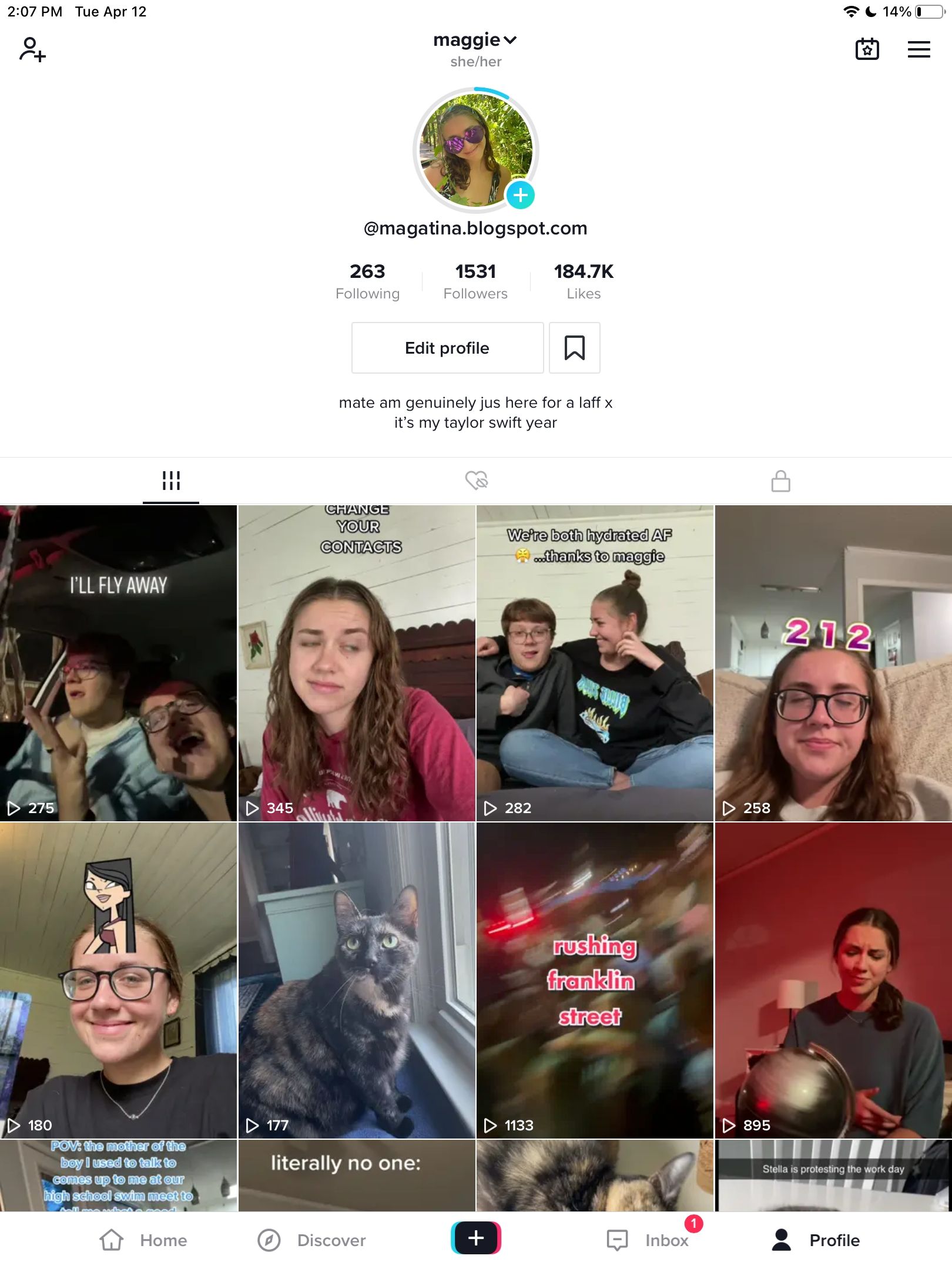 A TikTok profile page with a Story in the process of uploading