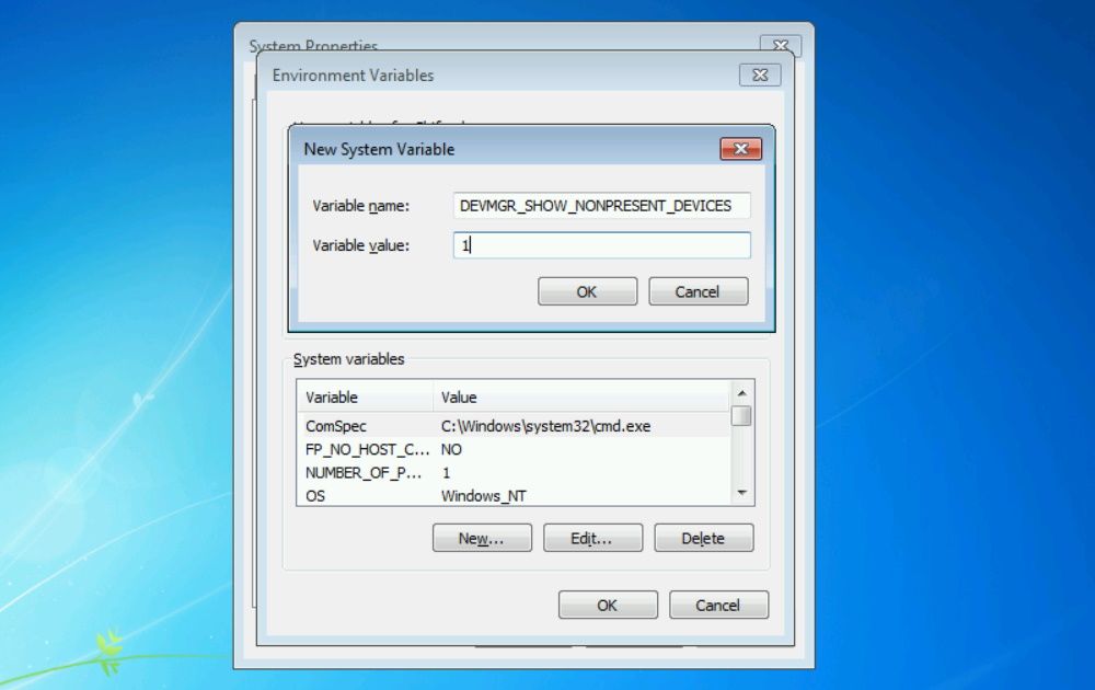 Setting a system variable in Windows 7.