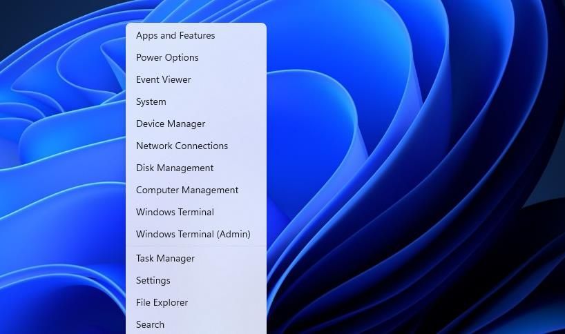 The Task Manager option 