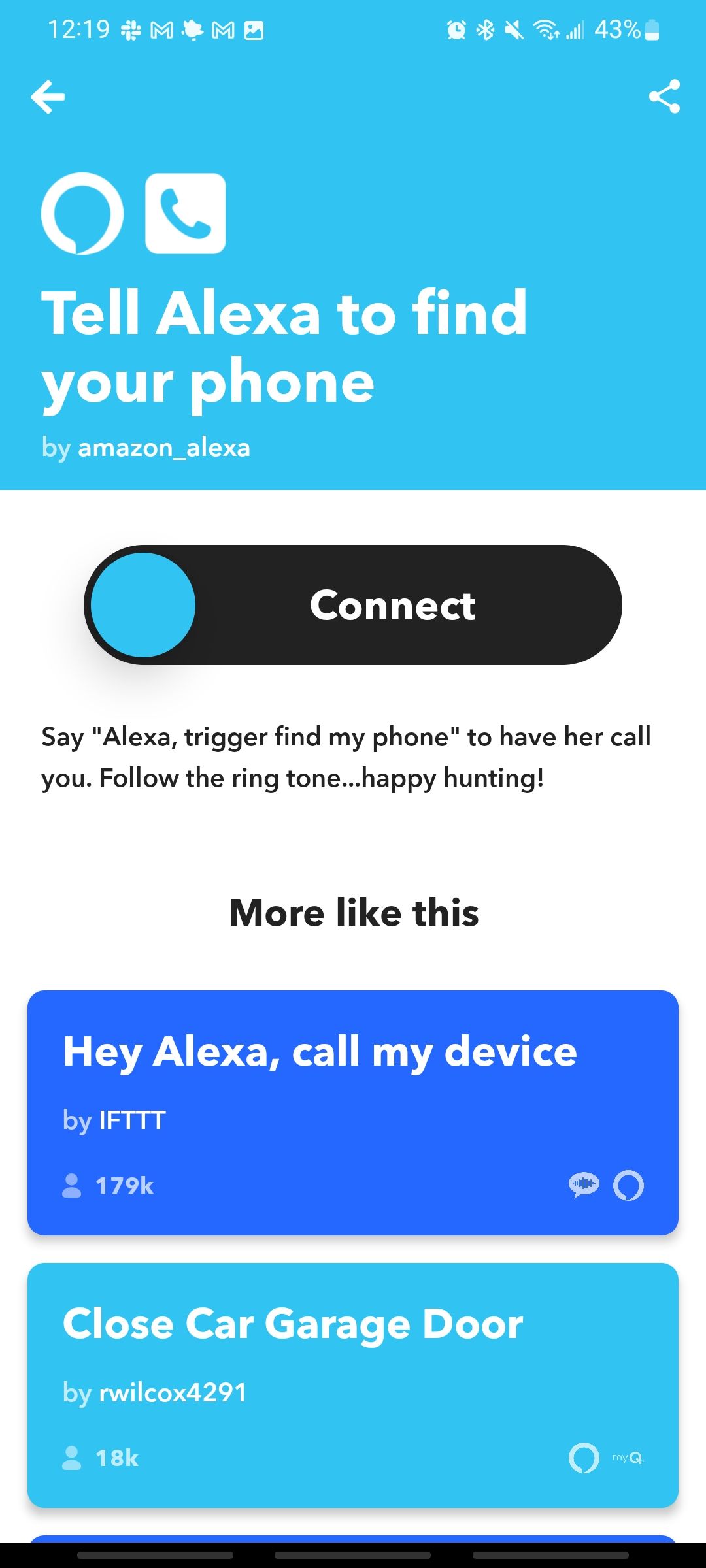 tell alexa to find your phone on ifttt app
