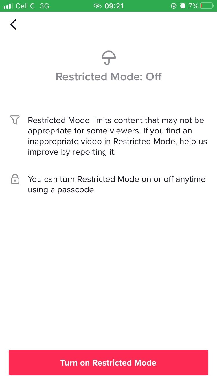 tiktok restricted mode page 
