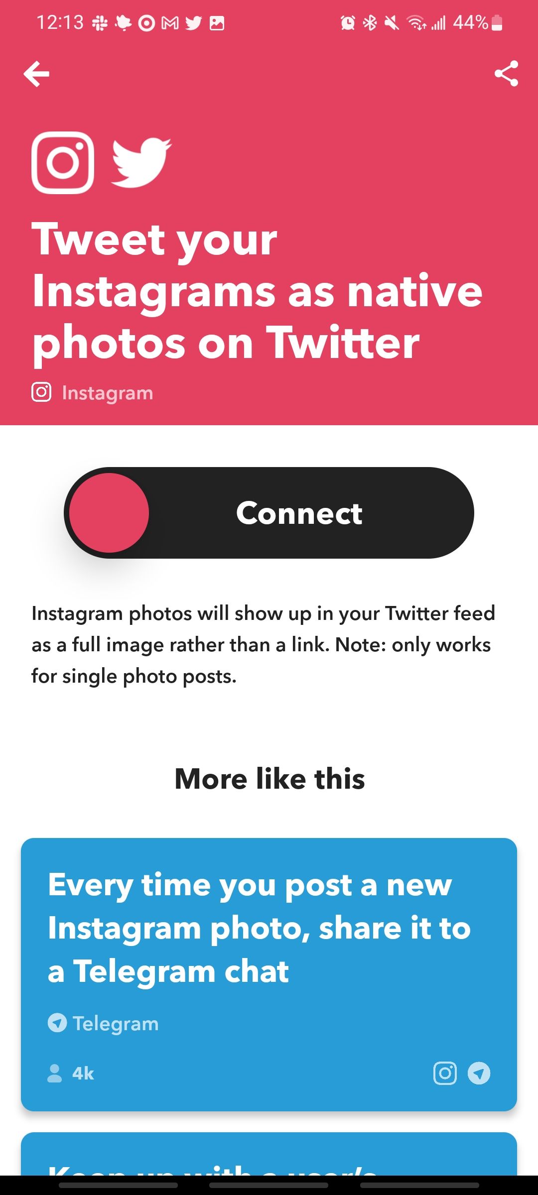 tweet your instagrams as native photos on twitter applet on ifttt