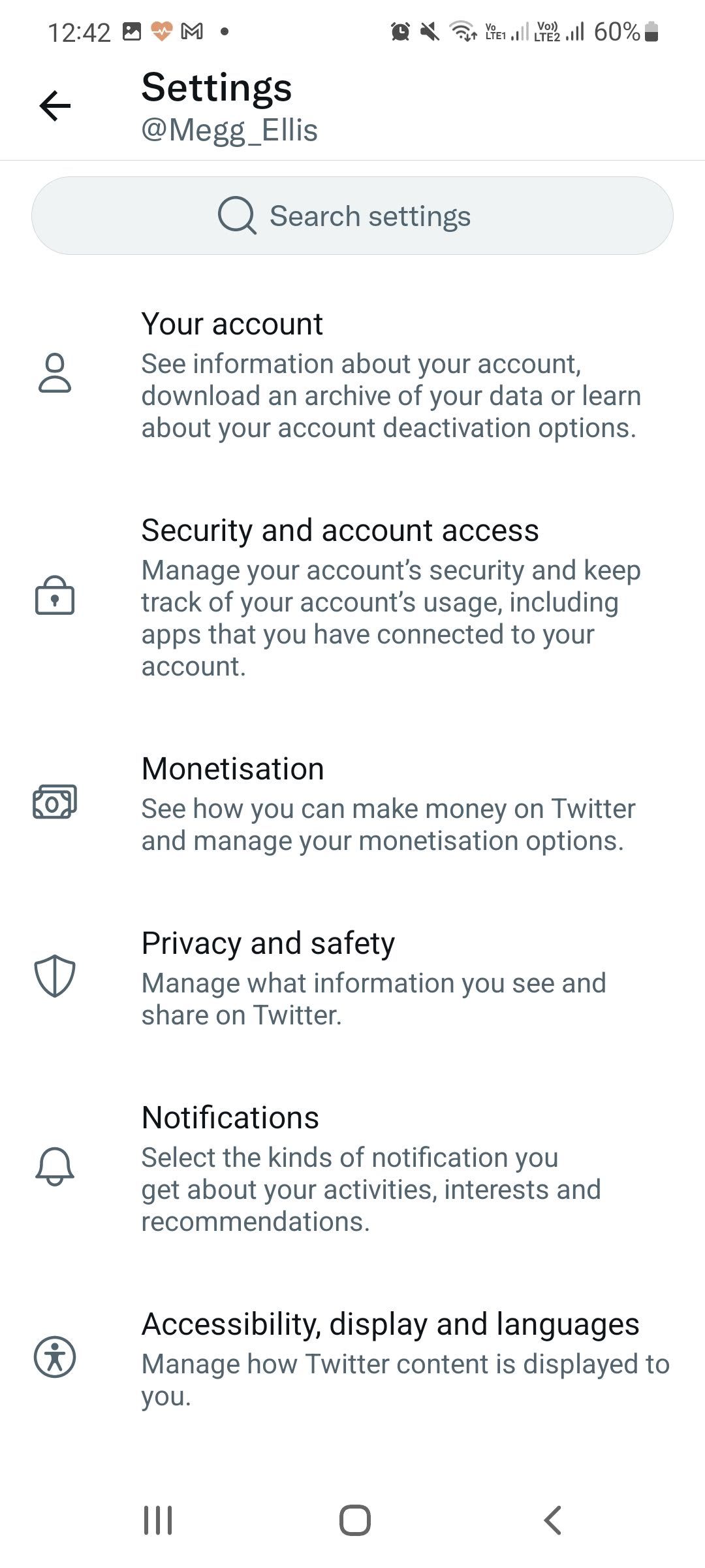 twitter app settings