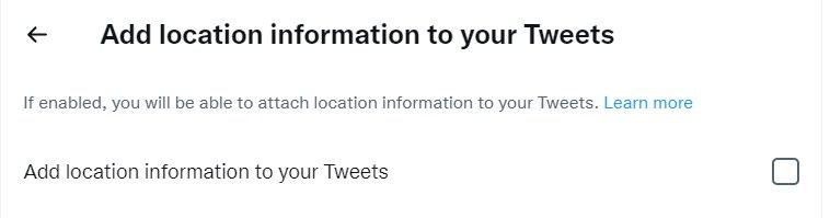 twitter don't add location information to tweets option