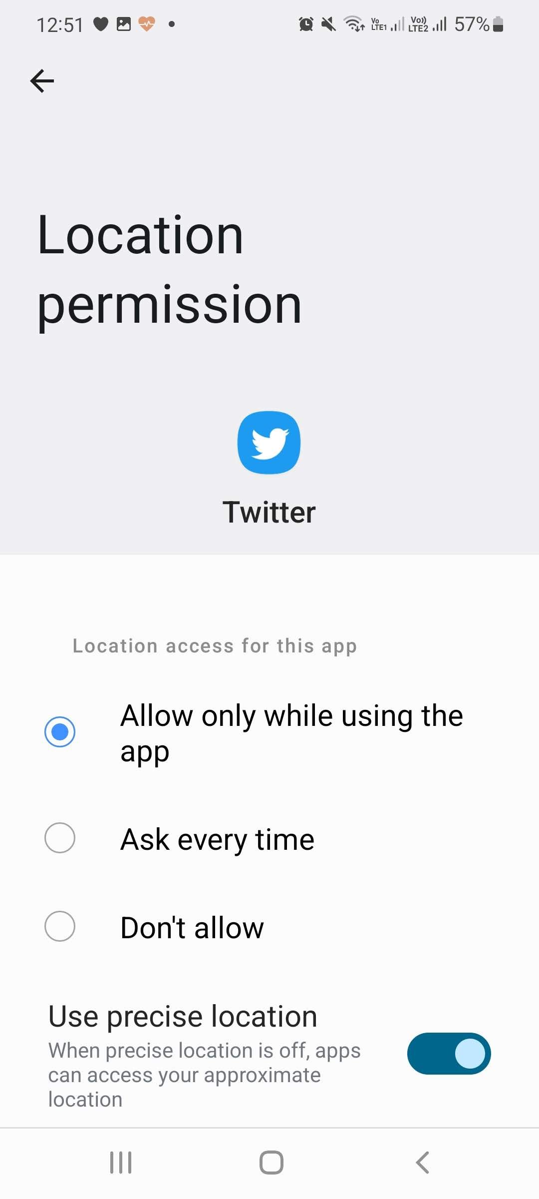 twitter location permission android