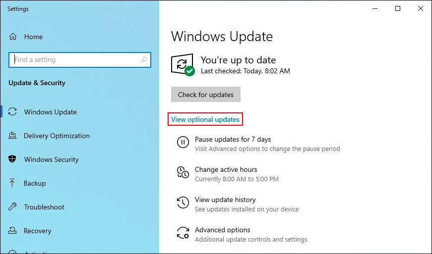 Optional Windows update