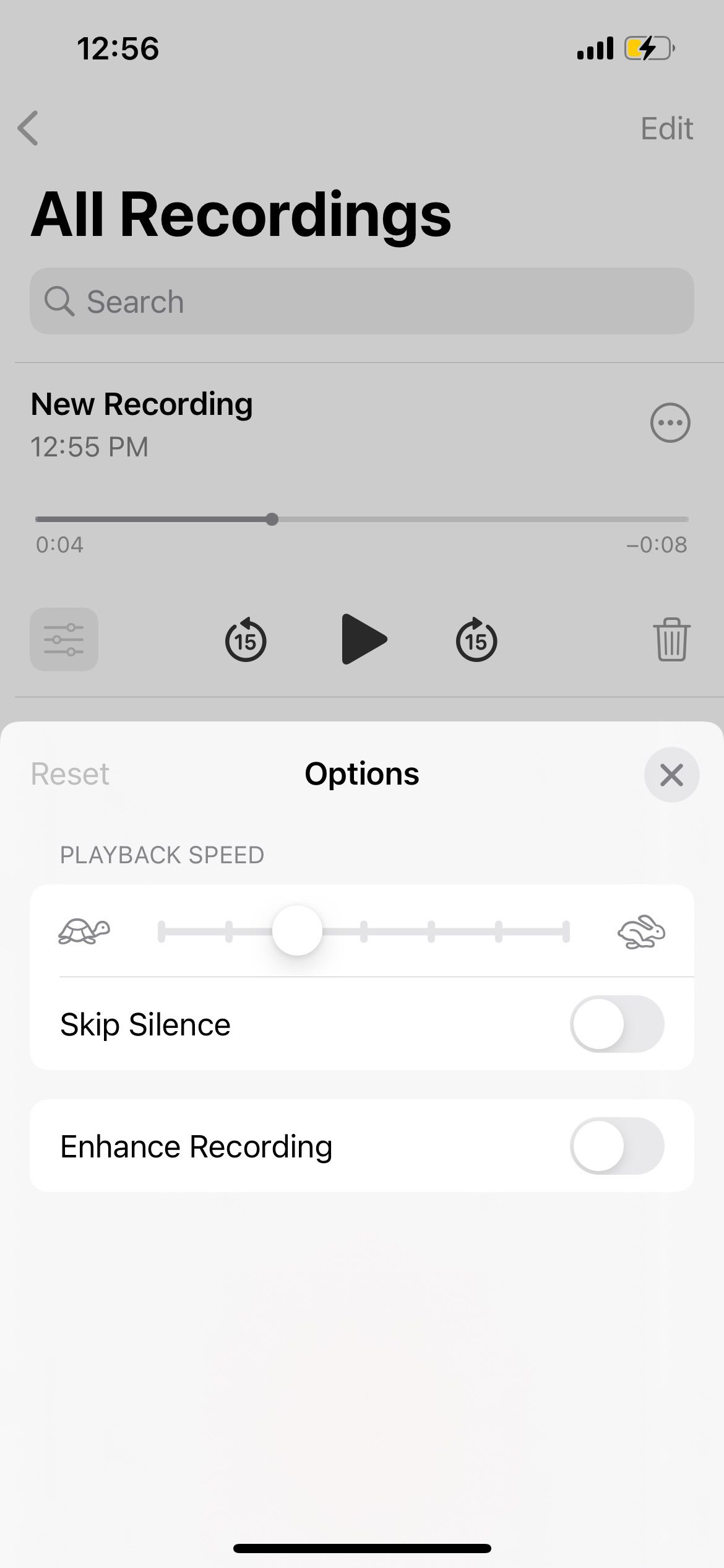 iphone voice memos playback options