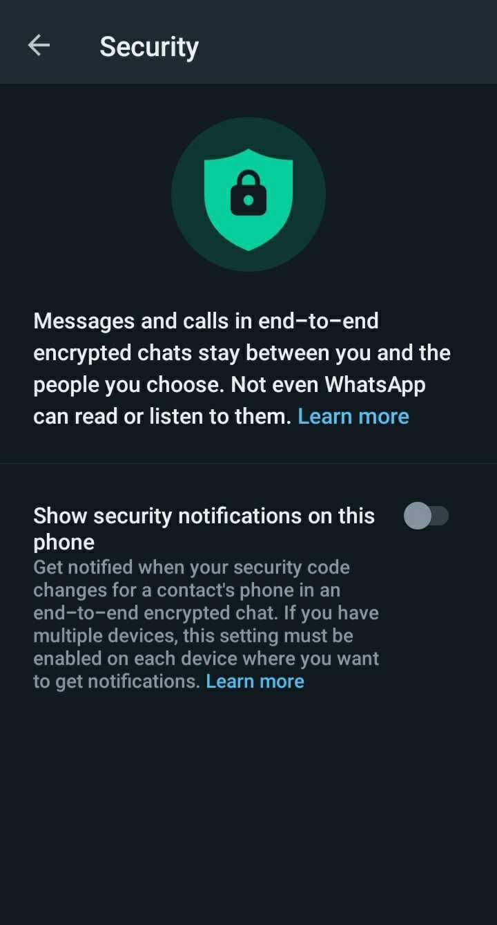 whatsapp settings screenshot