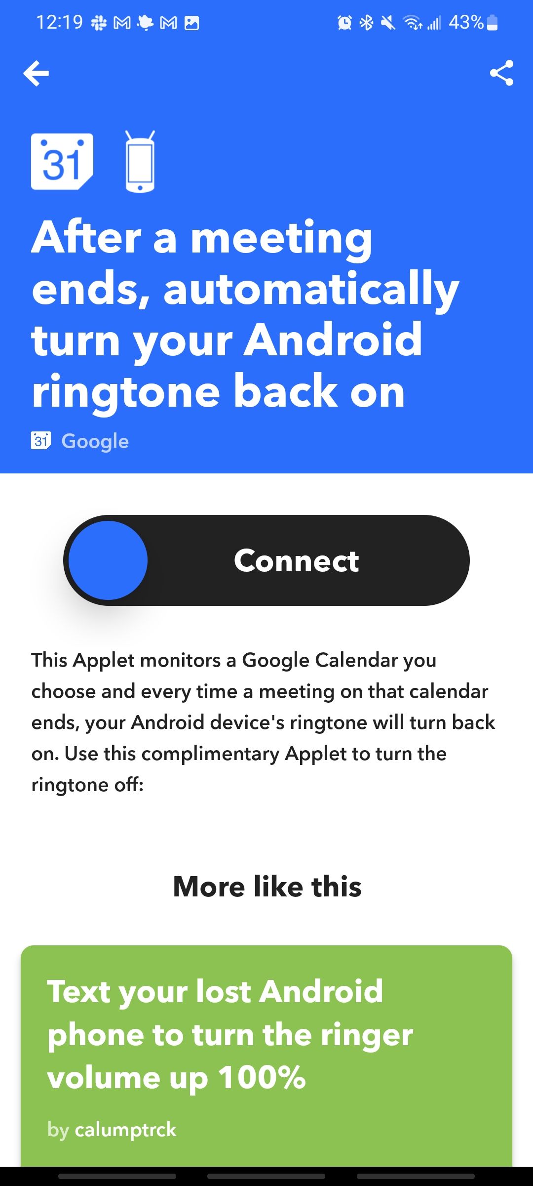 when a meeting ends, your ringer will turn back on via ifttt app
