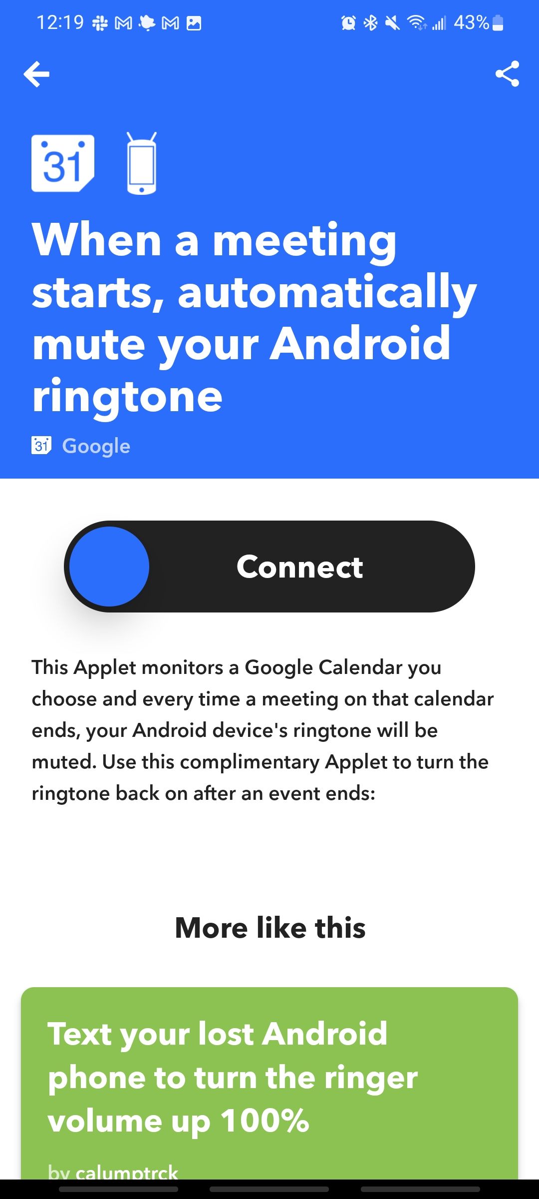 when a meeting starts, ifttt will mute your smartphone ringer
