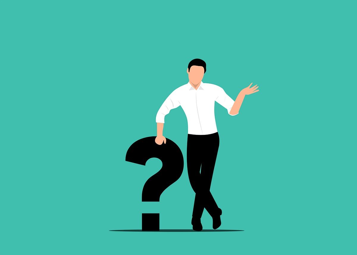 animation of man standing next to a question mark