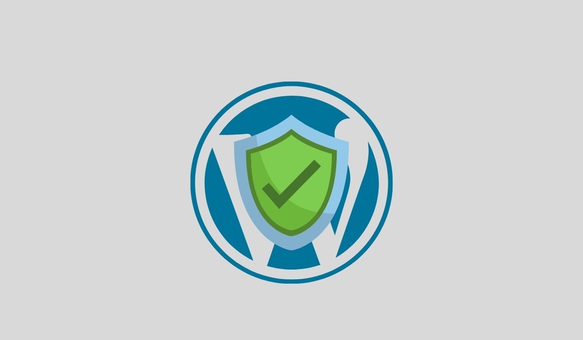 Graphic illustration, a shield is seen over the WordPress logo