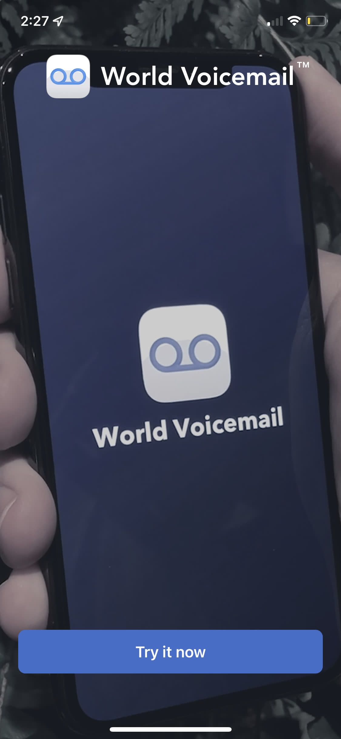 world voicemail homescreen