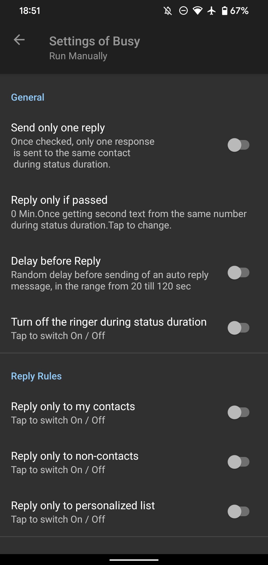 Android Auto Reply SMS Settings Top 