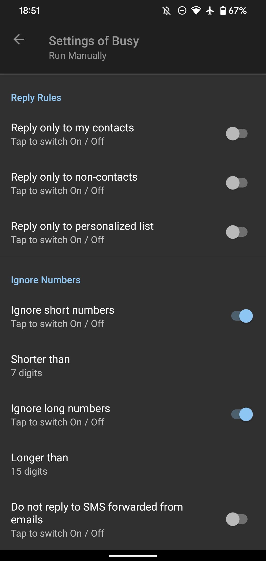 Android Auto Reply SMS Settings Bottom