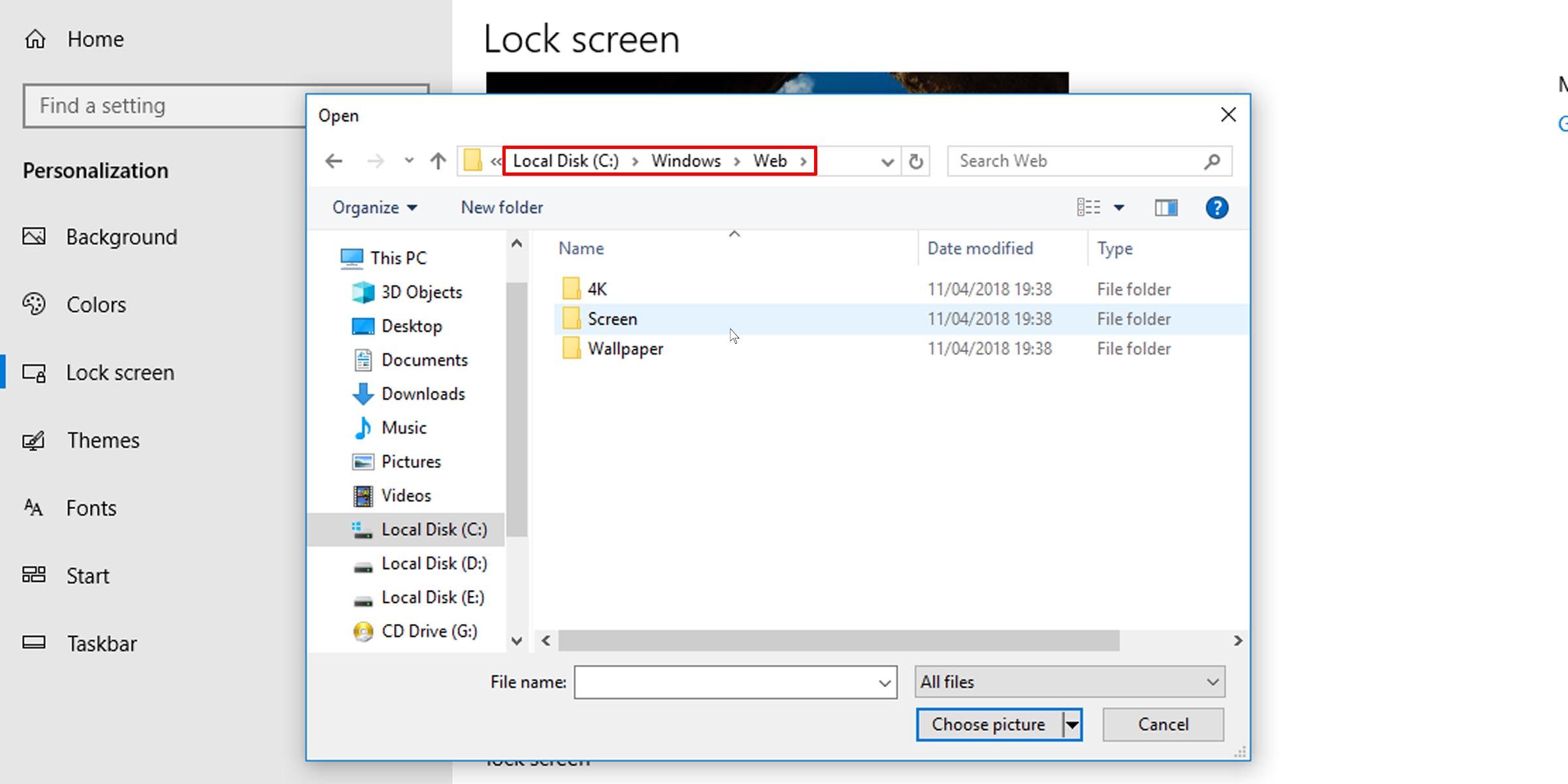 Windows 10 default log on screen images