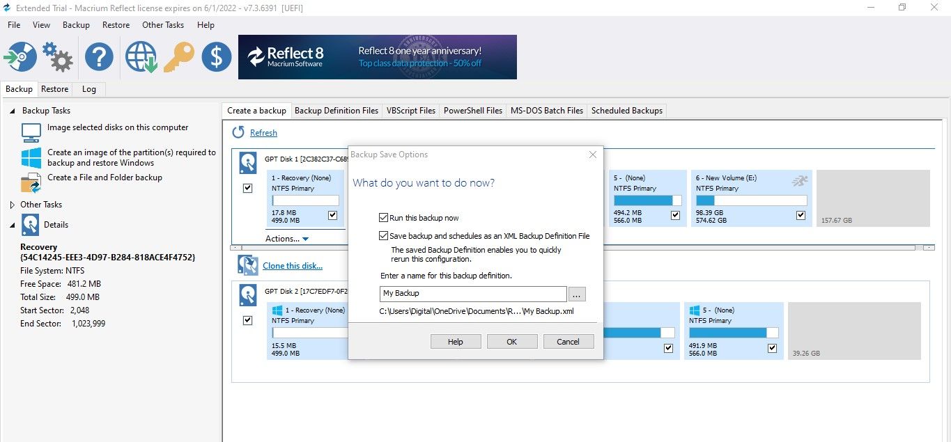 Final Confirmation Popup to Create a Backup Using Macrium Reflect