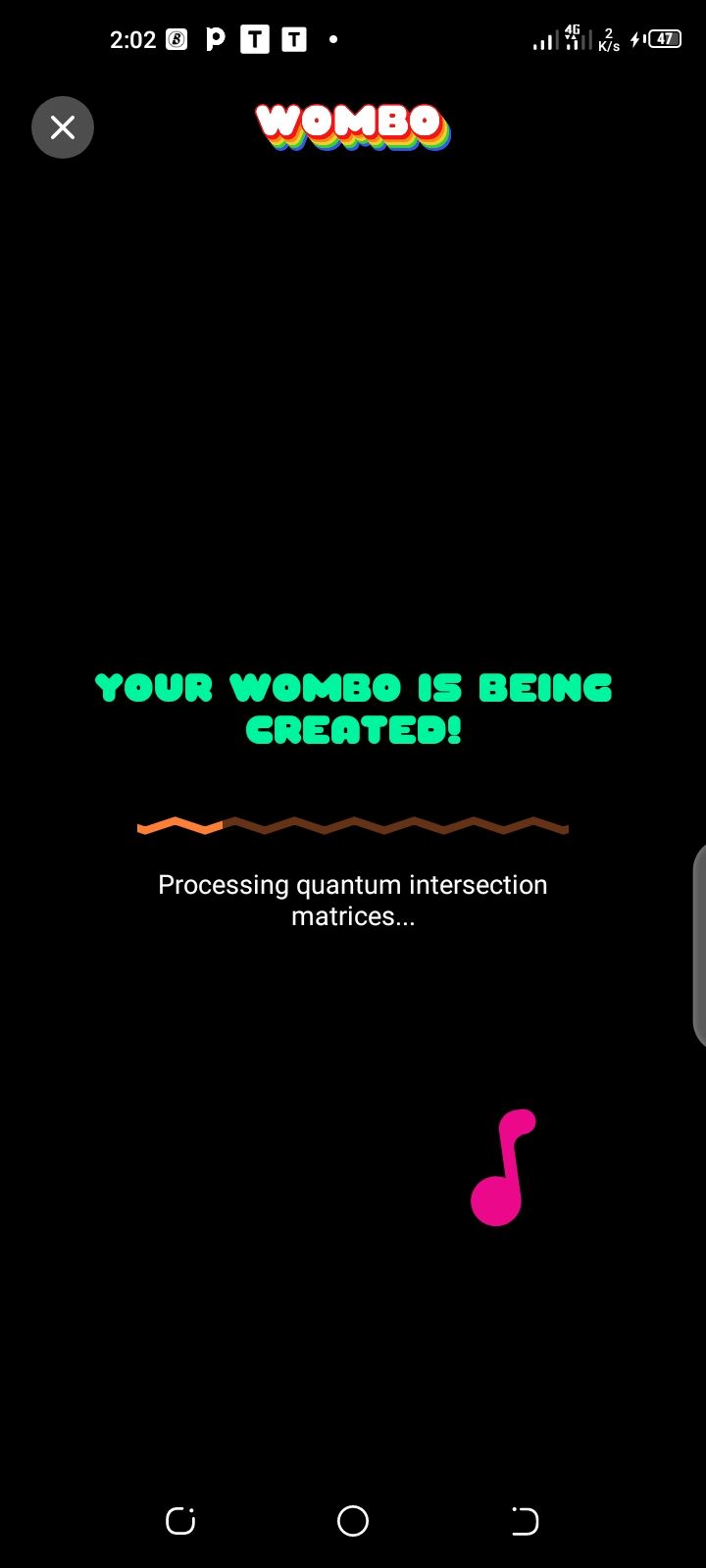 Screenshot of Wombo app