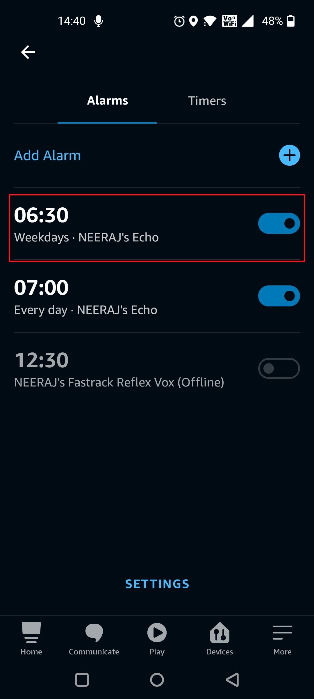 Set Repeating Alarms for Weekdays on  Amazon Echo