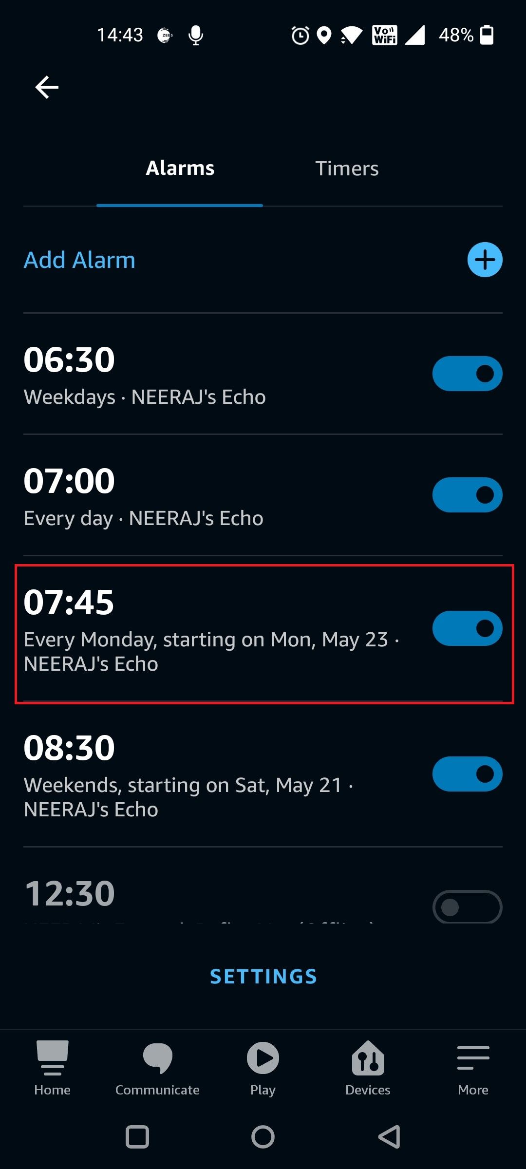 Set Repeating Alarms for Every Monday on Amazon Echo