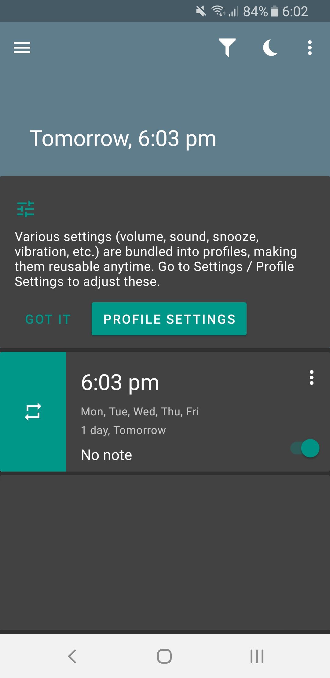 AMdroid alarm overview