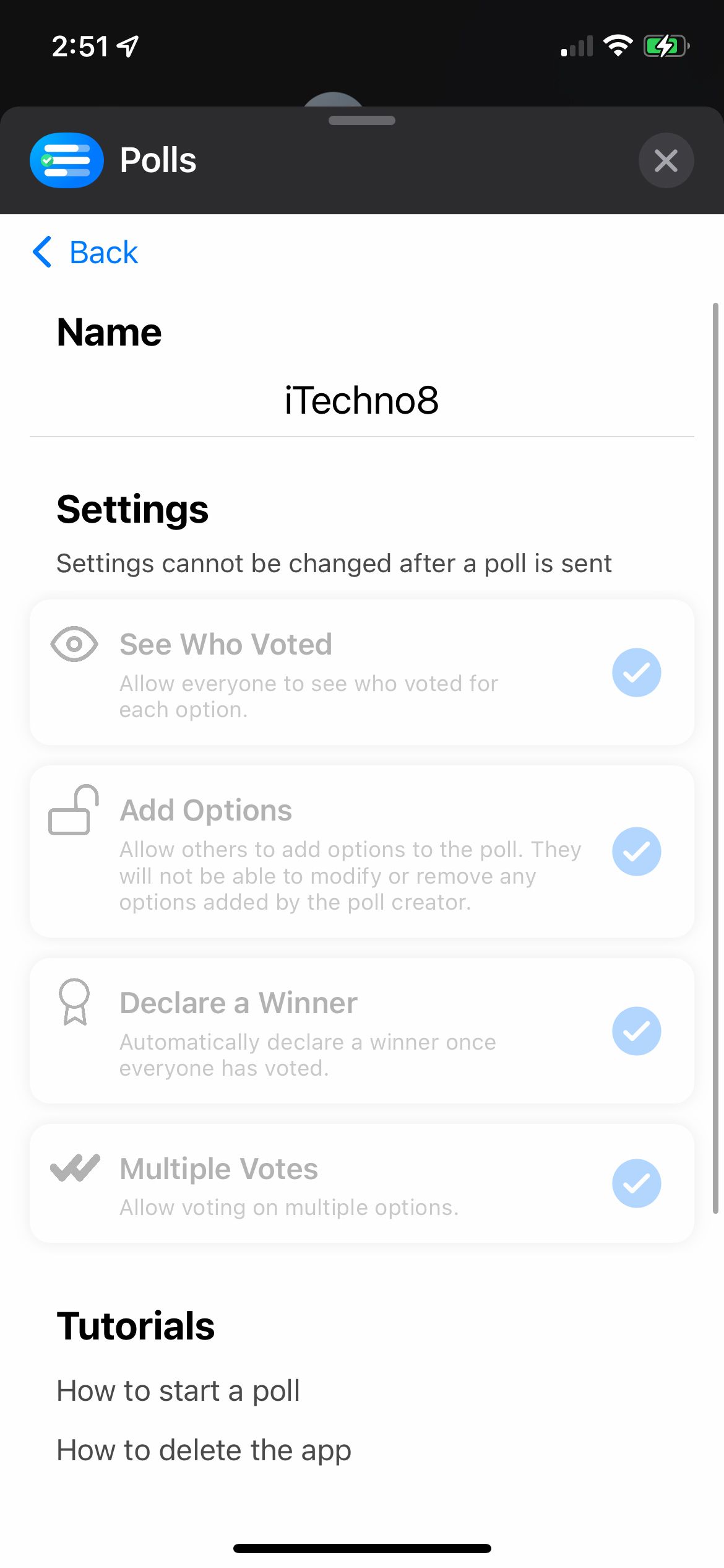 Poll Settings in iMessage