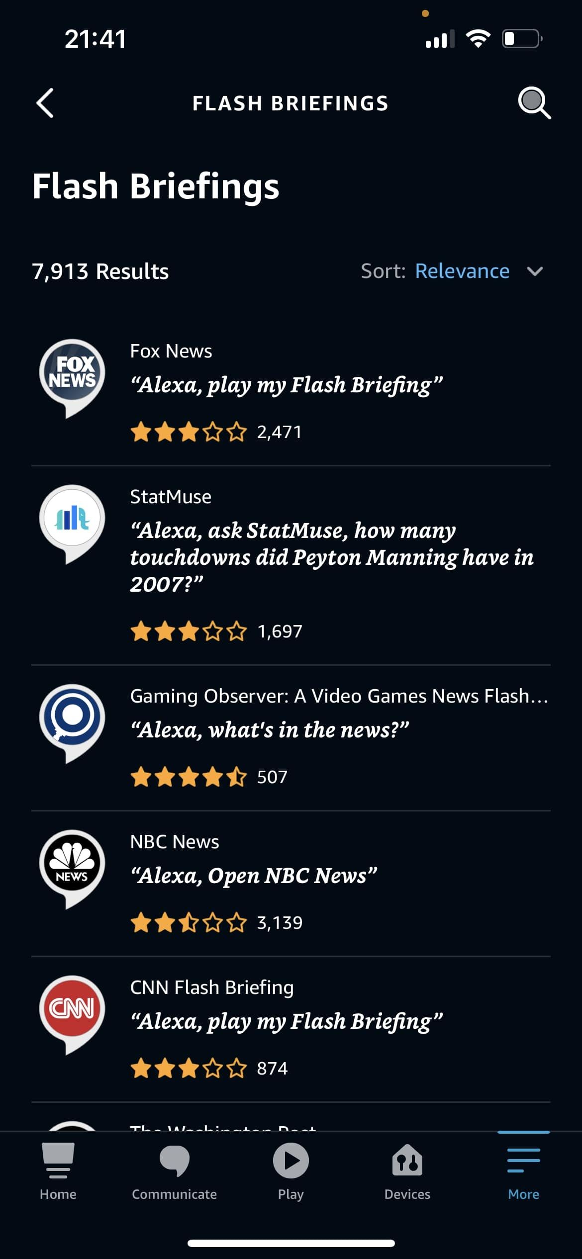 Alexa app flash briefings adding new source