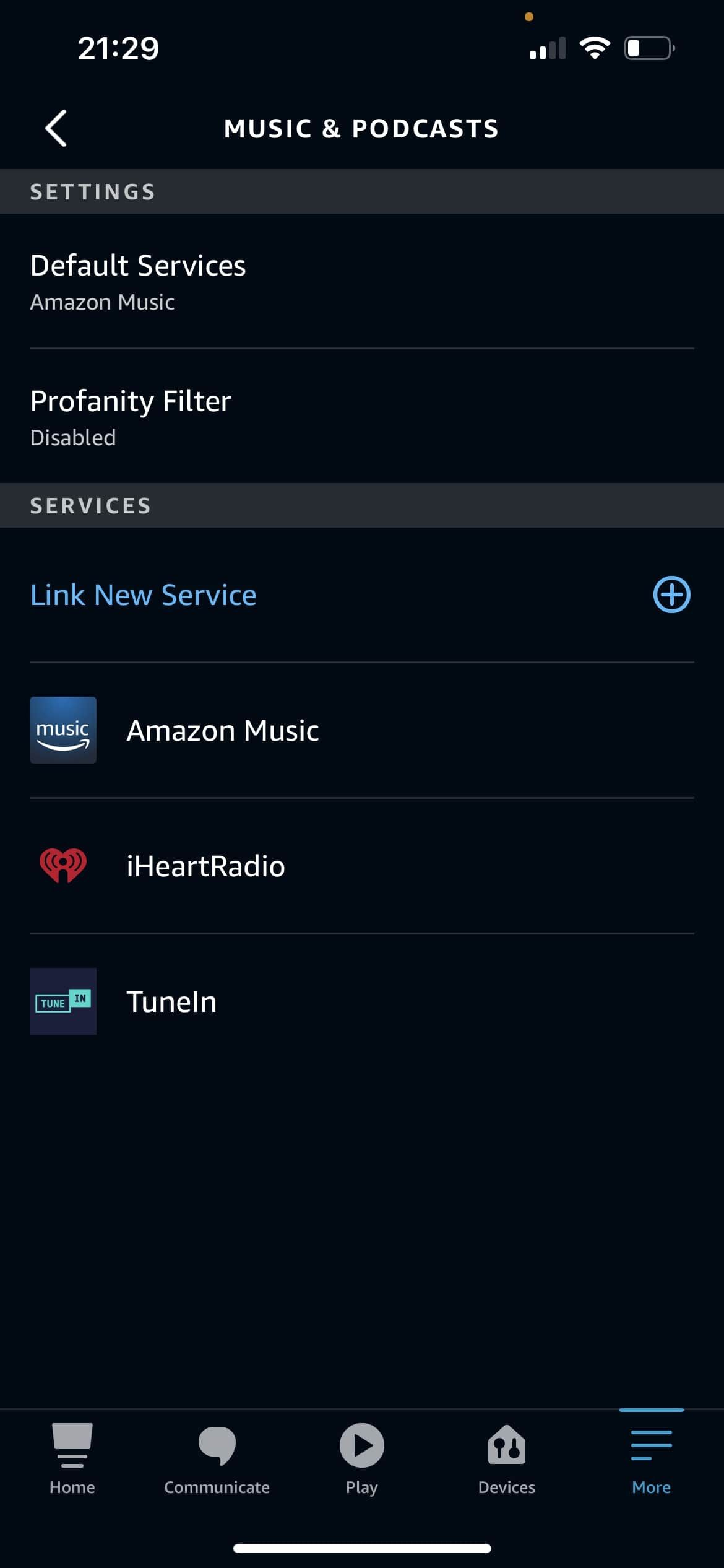 Alexa app music and podcasts