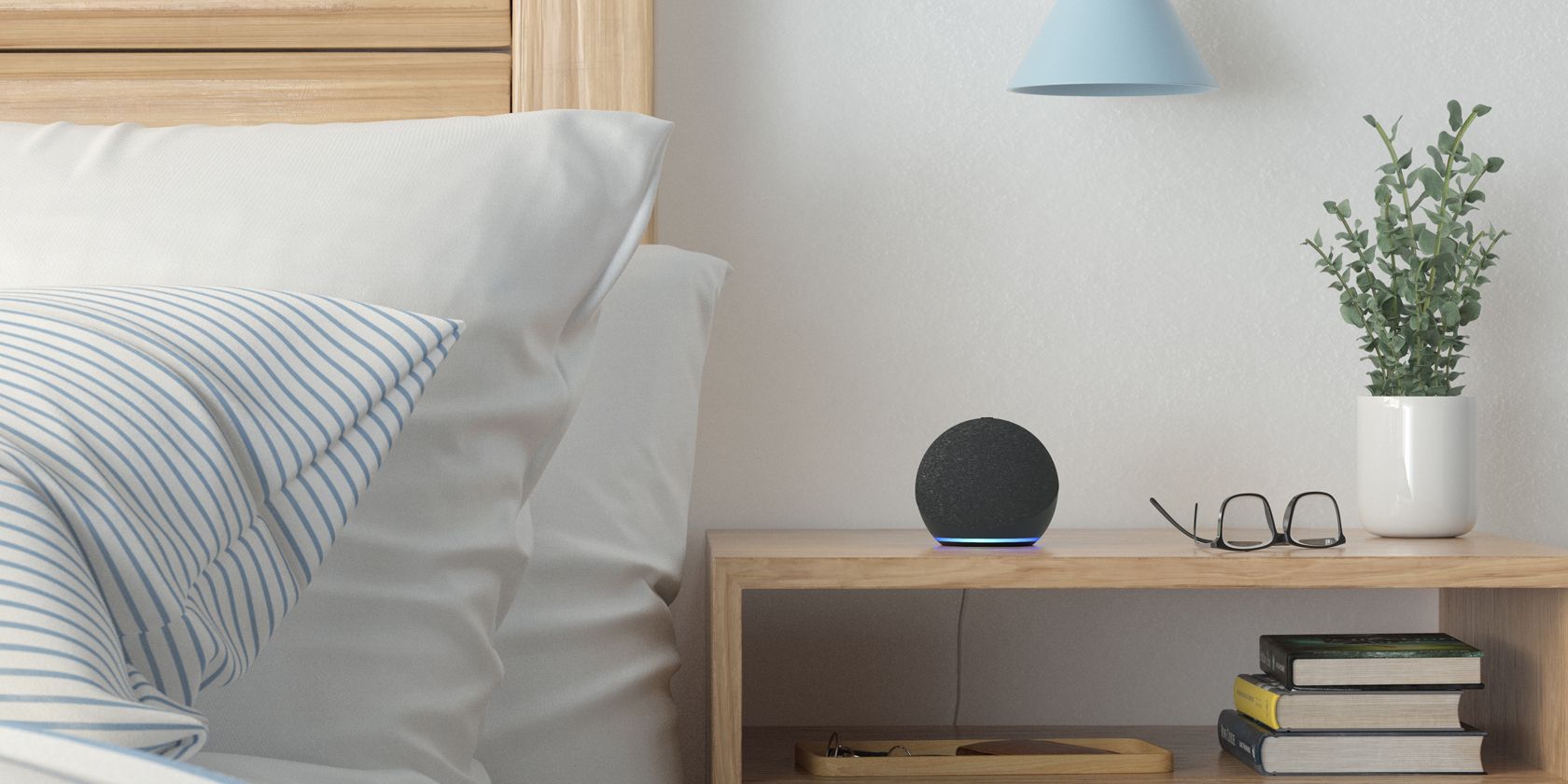 Amazon Echo Dot by bed
