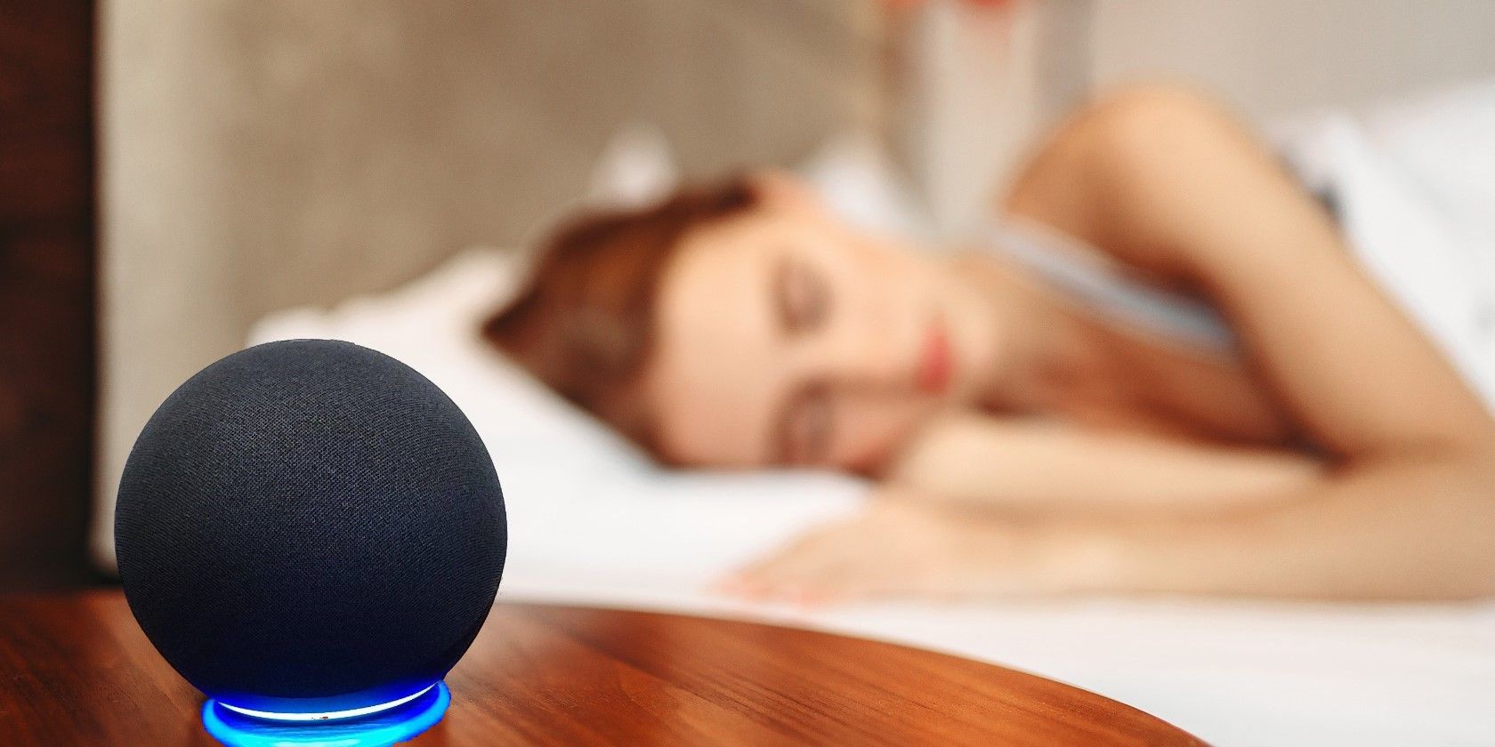 Woman Sleeping and Alarm Sounding on Amazon Echo 