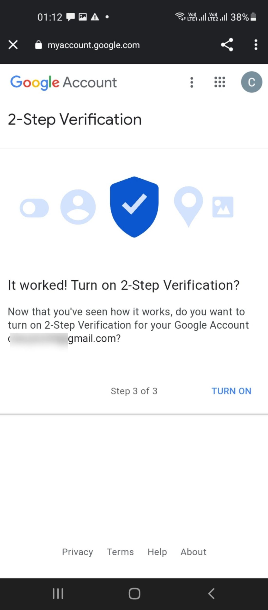 تنظیمات 2FA در تأیید حساب Google