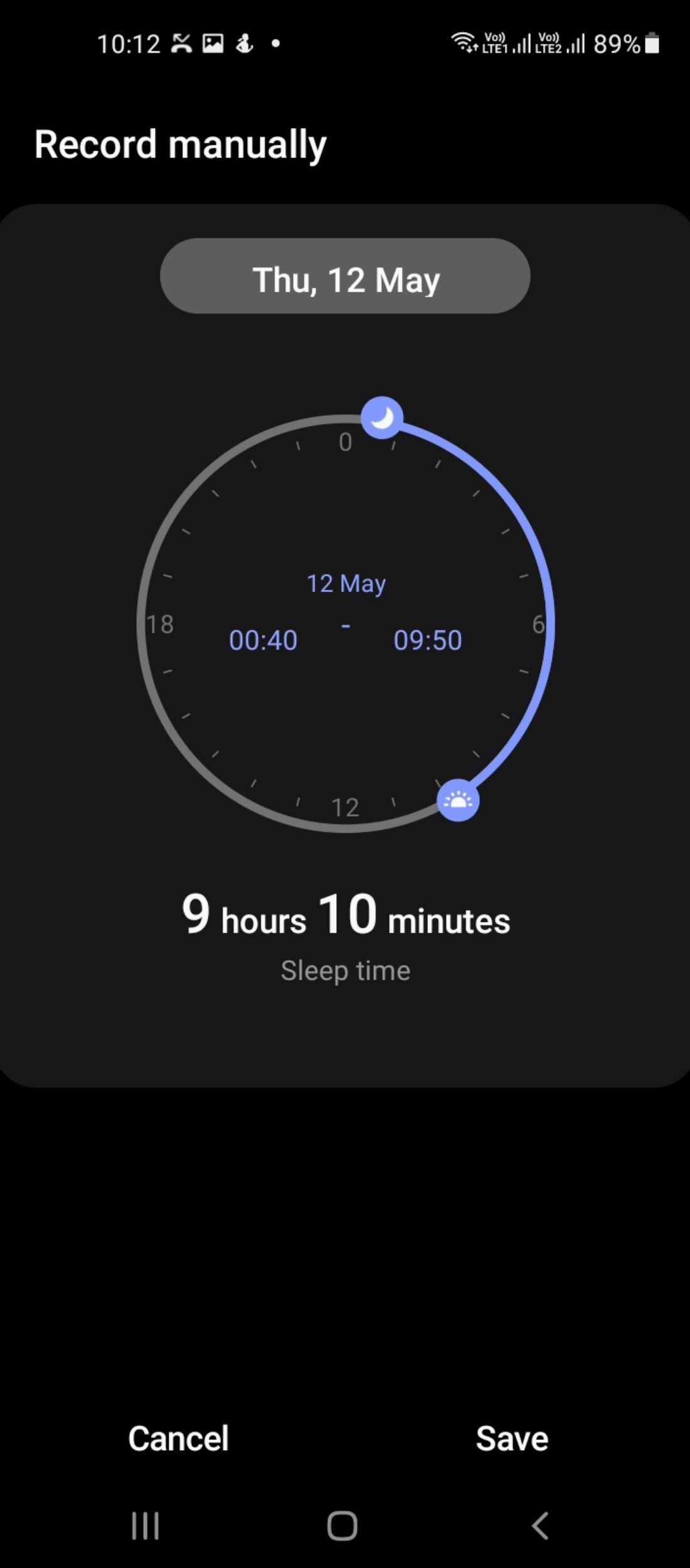 Sleep tracking in Samsung Health