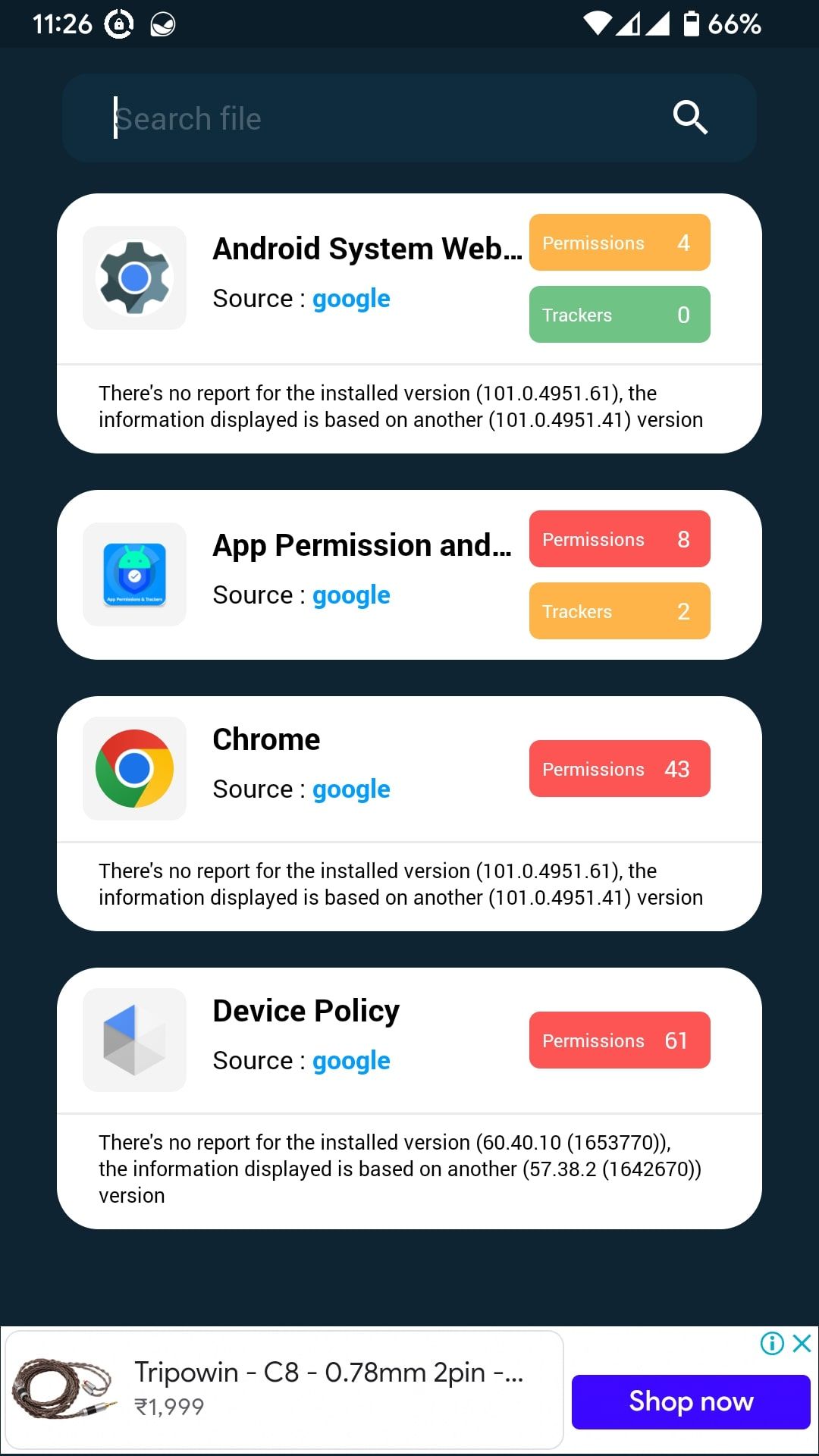 App Permission and Tracker Home Page