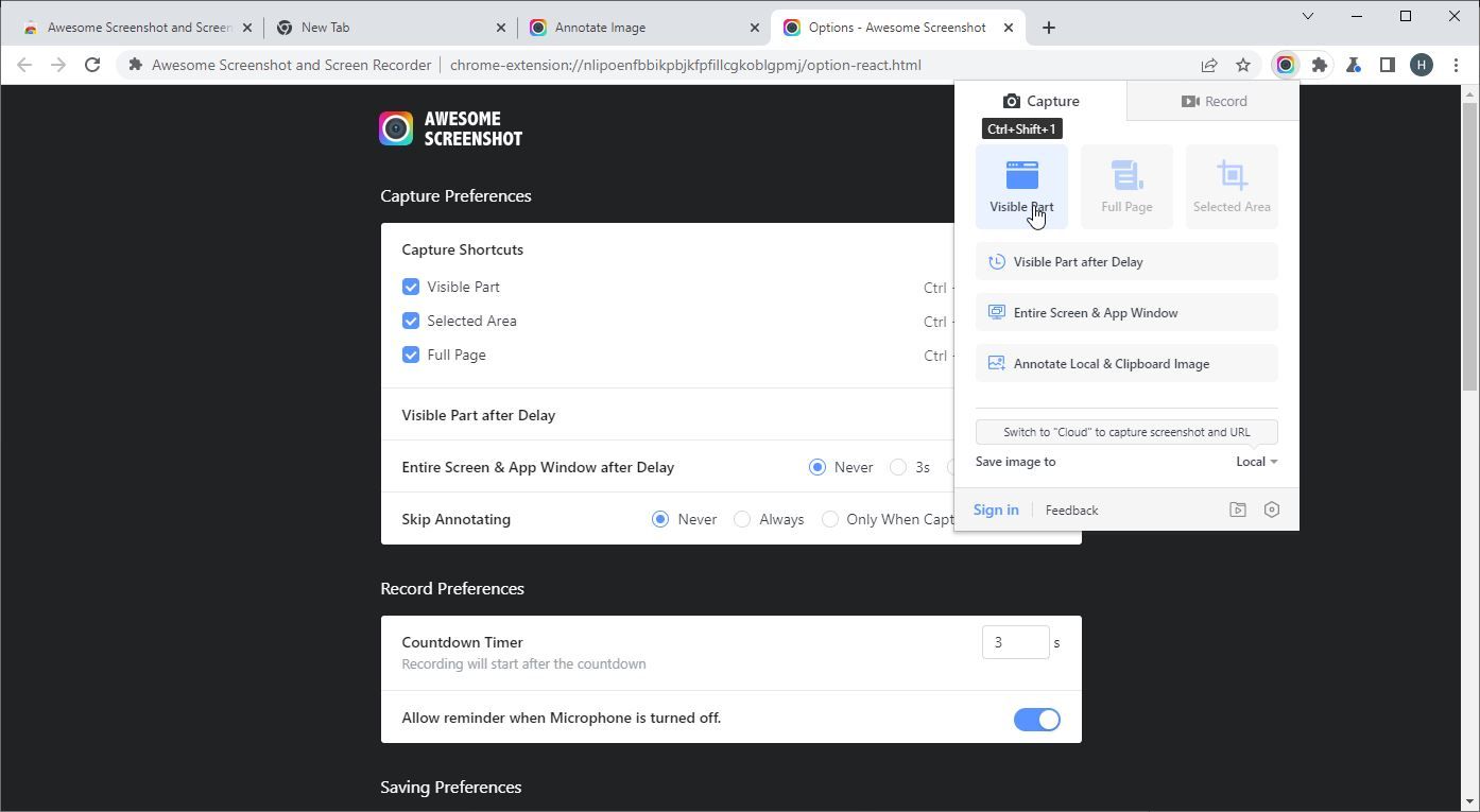 A Screenshot of the Awesome Screenshot Chrome Extension in Use