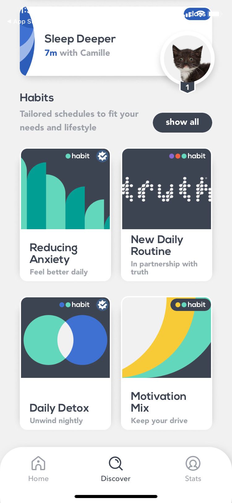 Breathwrk app habits screen