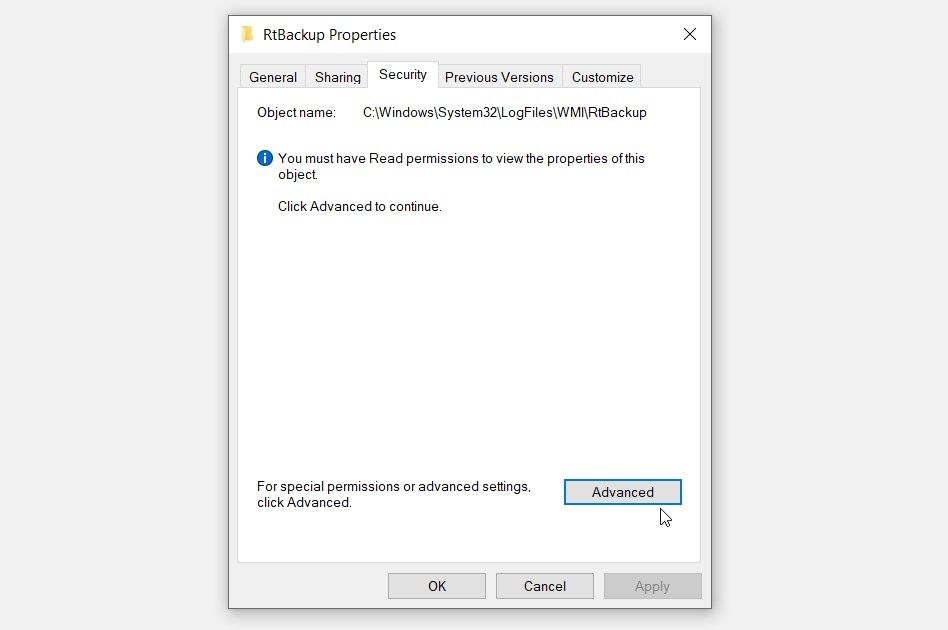 Configuring the RtBackup folder settings