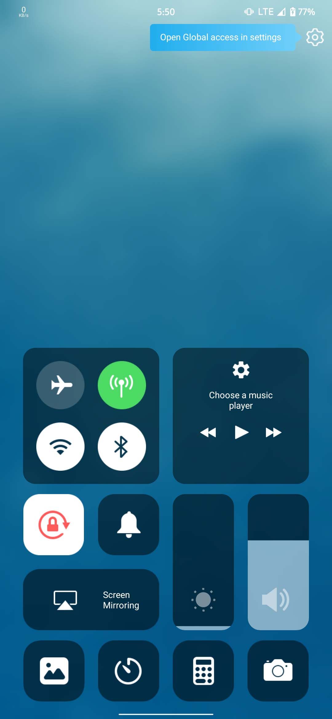Control center of OS14 Launcher